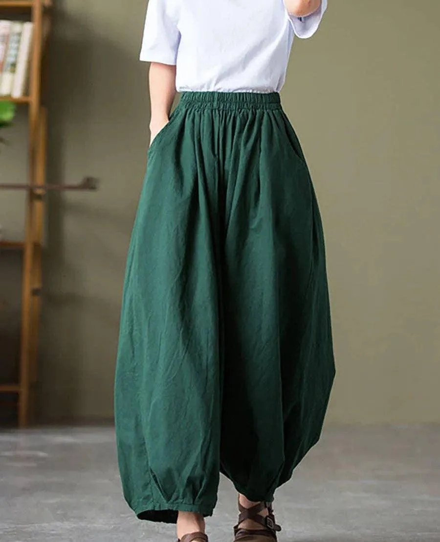 Ladies High Waist Lantern Leg Daily Pants 1045