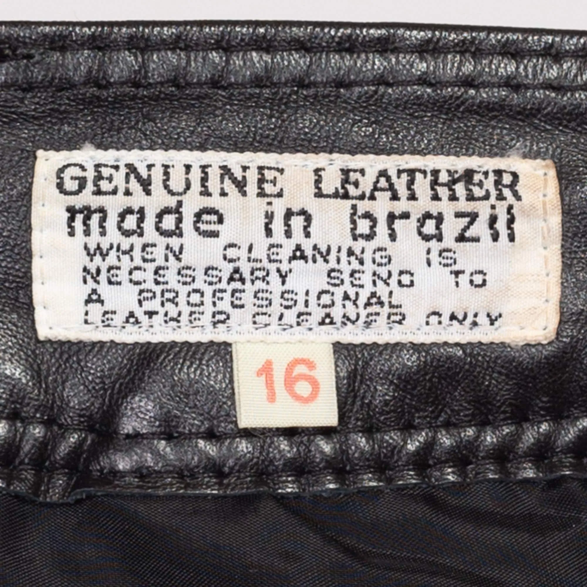 Large 90s Jordache Black Leather High Waisted Trousers 32"