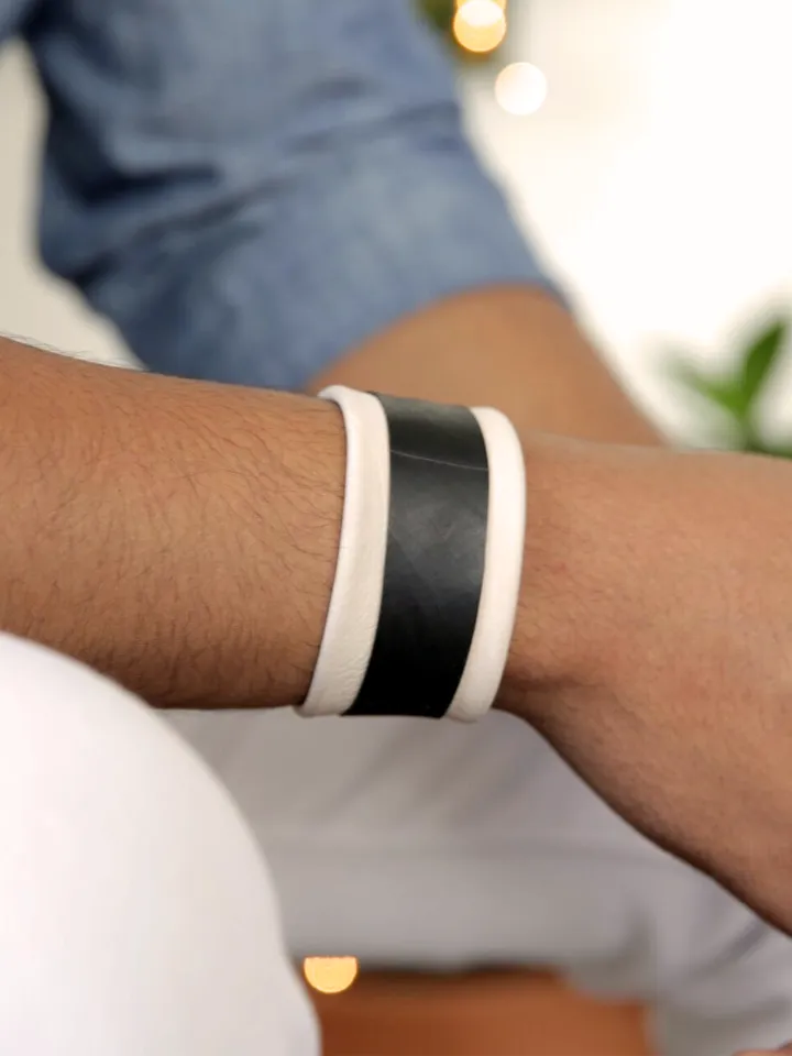 Leather and Tire cuff, Sand