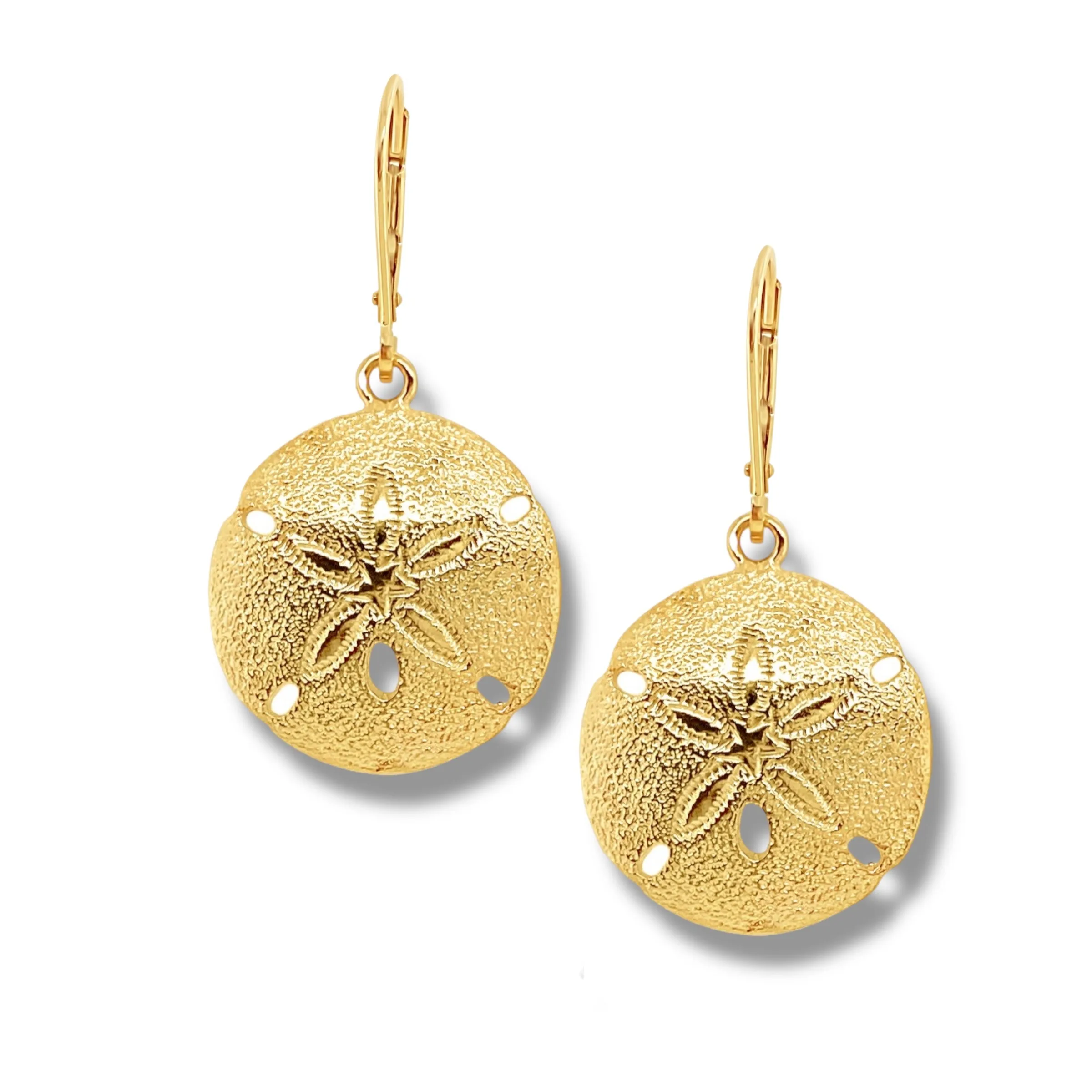 Medium Sand Dollar Leverback Drop Earrings