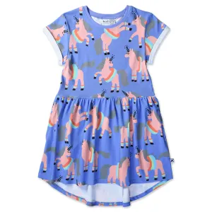 Minti Floating Unicorns Dress - Bright Cornflower