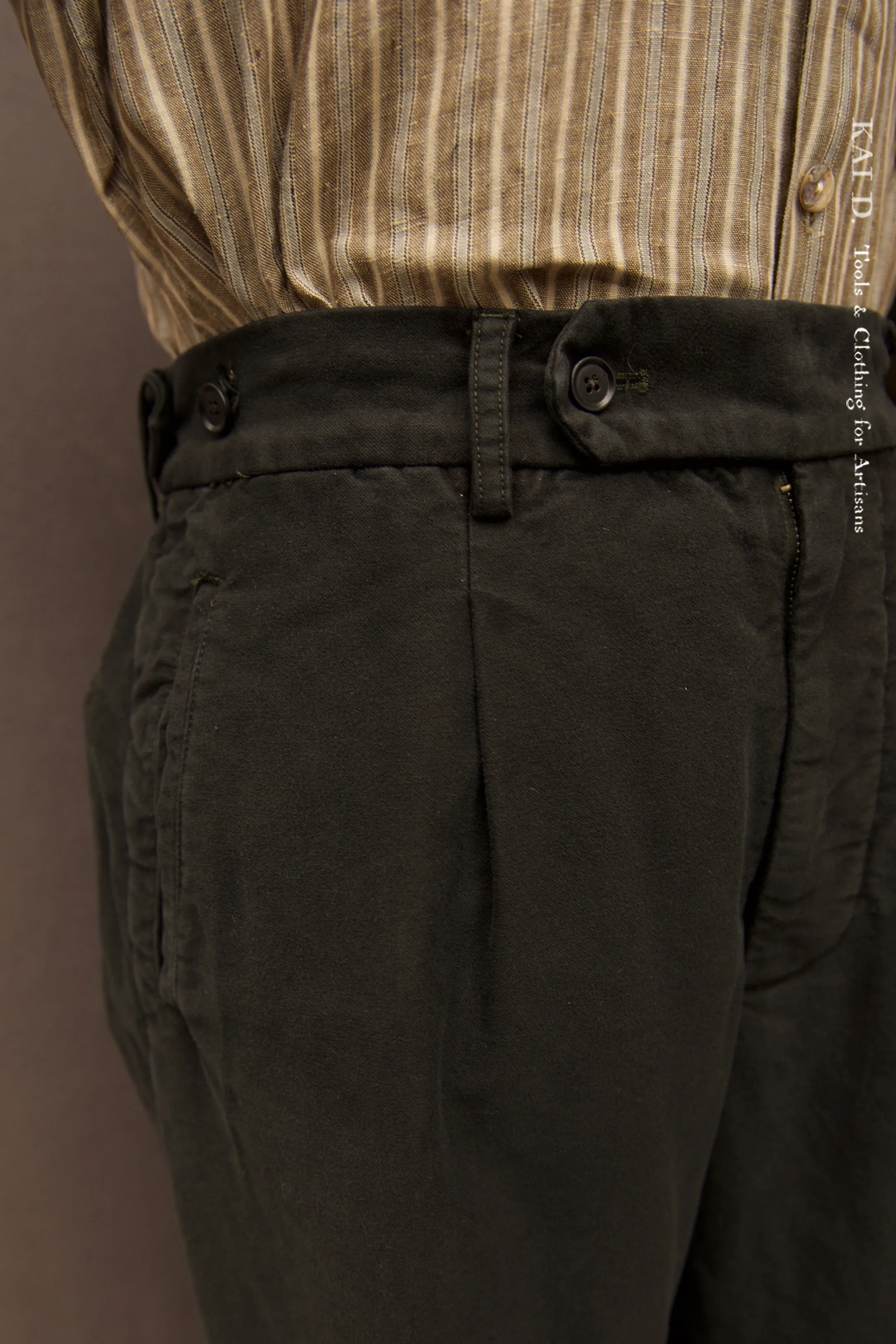 Novelist Trousers - Garment Dyed Black Moleskin - 34