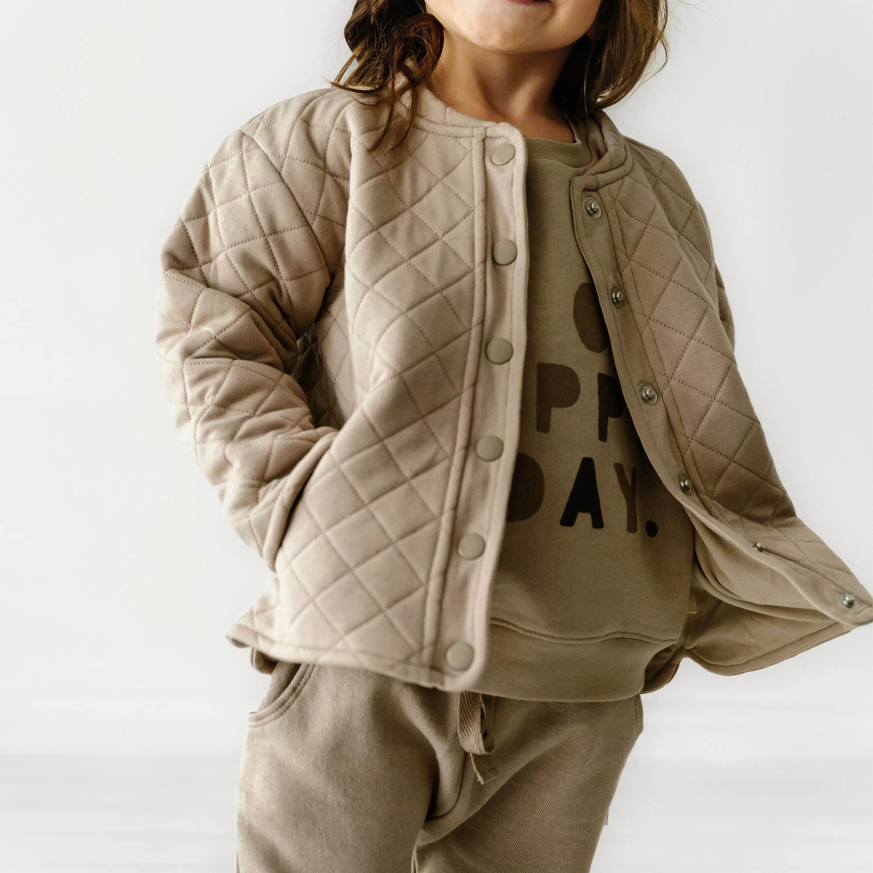 Organic Kids Merino Wool Buttoned Jacket - Mocha