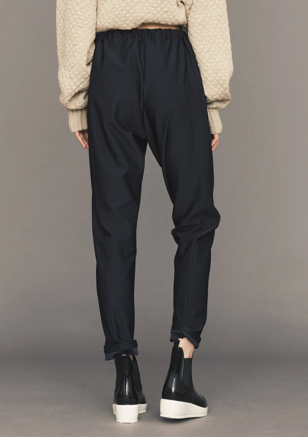 PANTS HIGH WAIST SKINNY - JACQUARD STRETCH dark blue