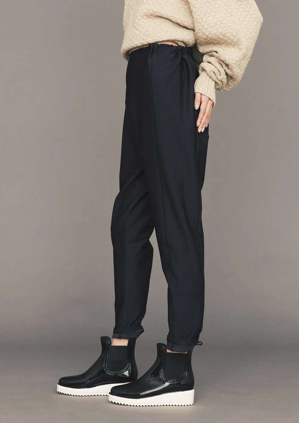 PANTS HIGH WAIST SKINNY - JACQUARD STRETCH dark blue