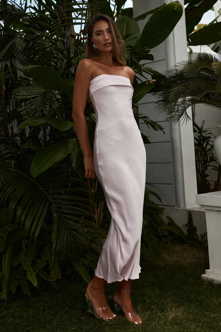 PEREZ LONG MIDI DRESS - LIGHT PINK
