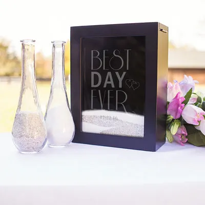 Personalized Best Day Ever Black Unity Sand Ceremony Shadow Box Set