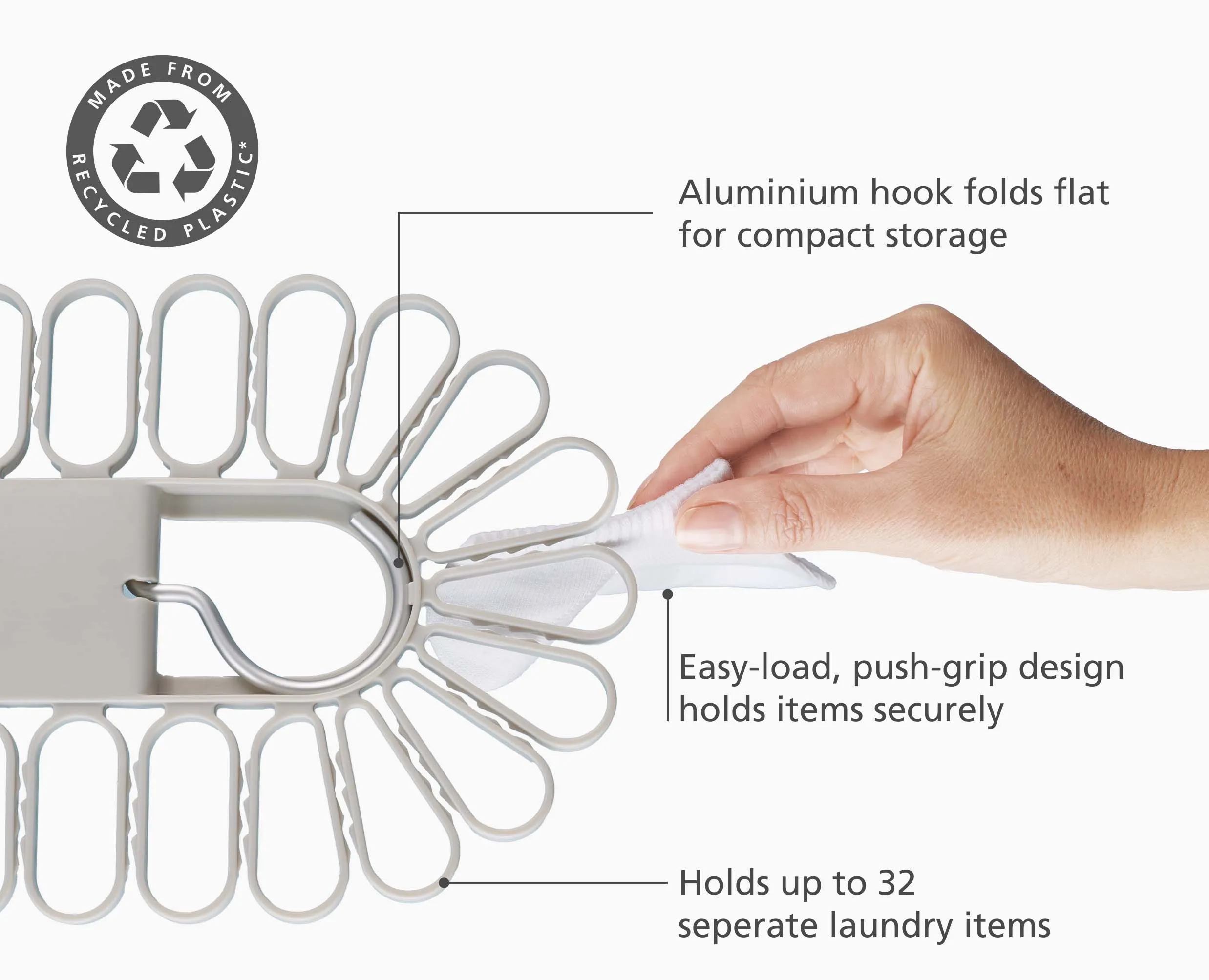 Petal™ 32-piece Quick-grip Ecru Drying Hanger