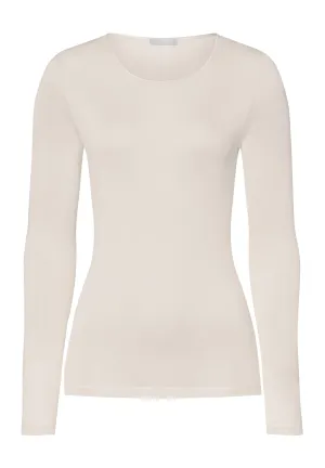 Pure Silk Fitted Silk Crew Neck Top | Pale Cream 71719-116