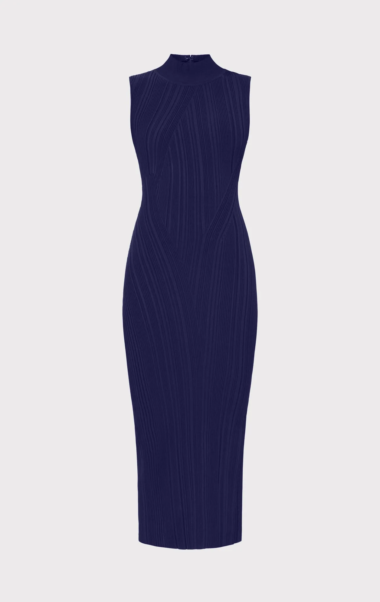 RIB KNIT SLEEVELESS TURTLENECK DRESS