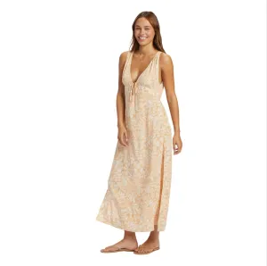 Roxy Womens Pearl Moonlight Midi Slip Dress - Egret Soft Tropics