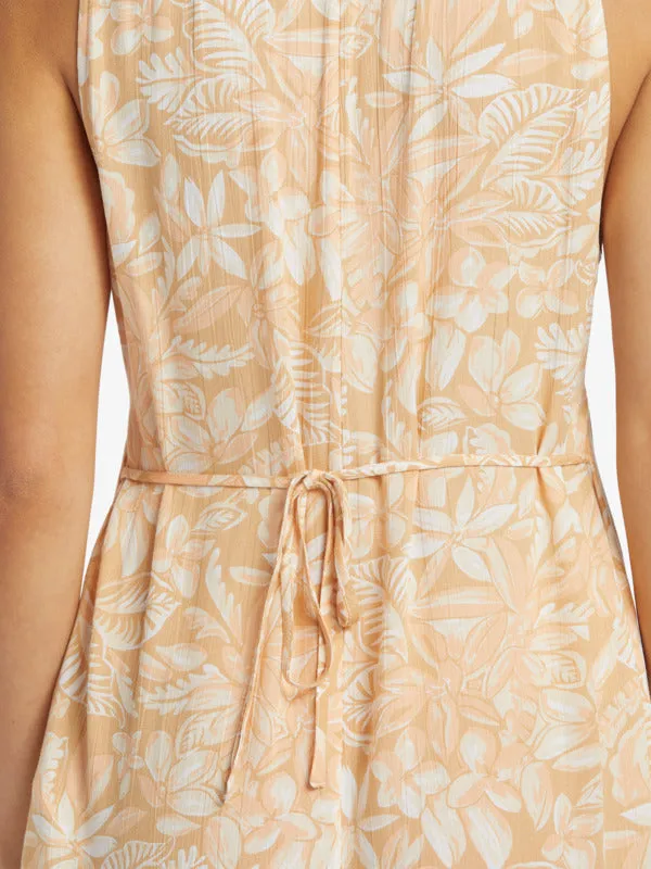 Roxy Womens Pearl Moonlight Midi Slip Dress - Egret Soft Tropics
