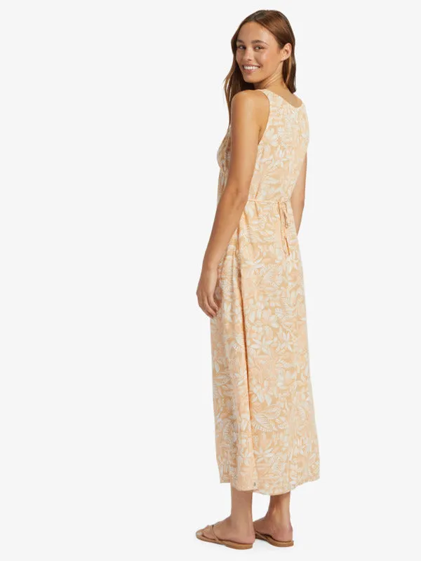 Roxy Womens Pearl Moonlight Midi Slip Dress - Egret Soft Tropics