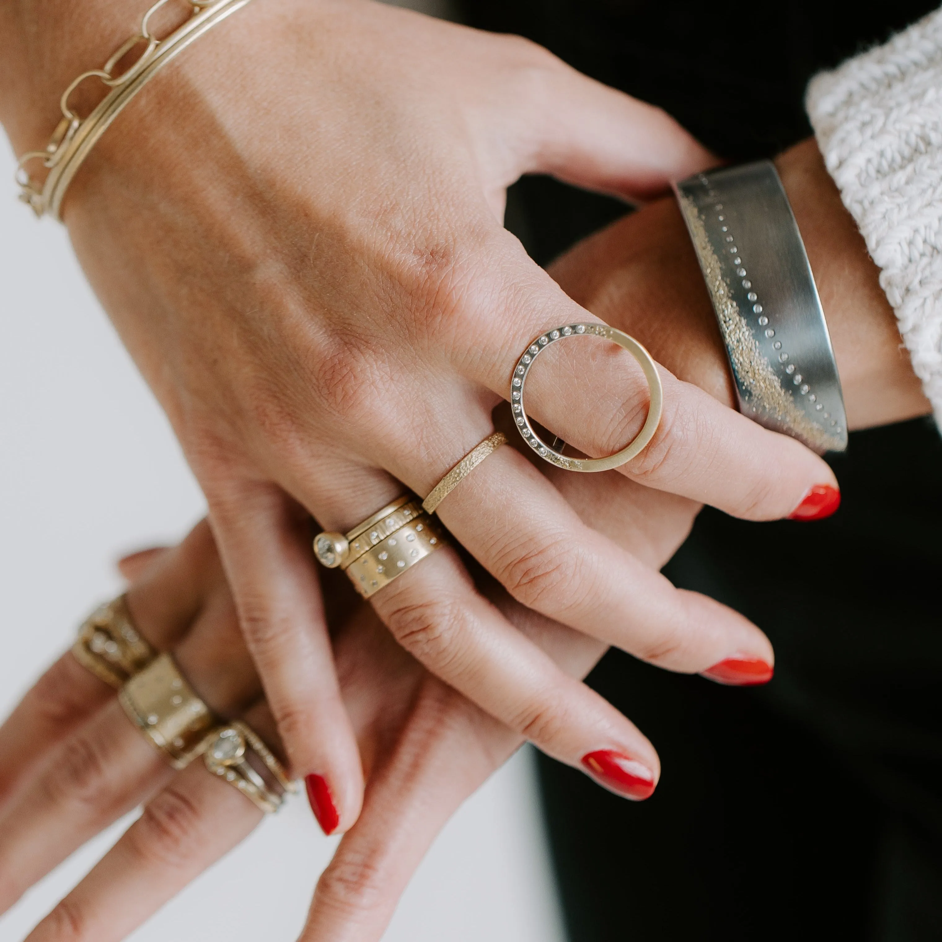 Sand Texture Band - 18ky Gold, 18kpw Gold