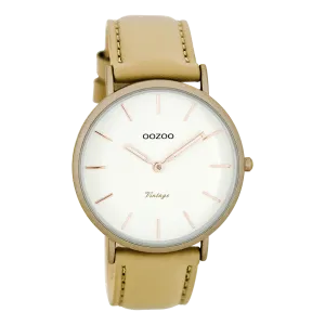Sand  watch with sand leather strap