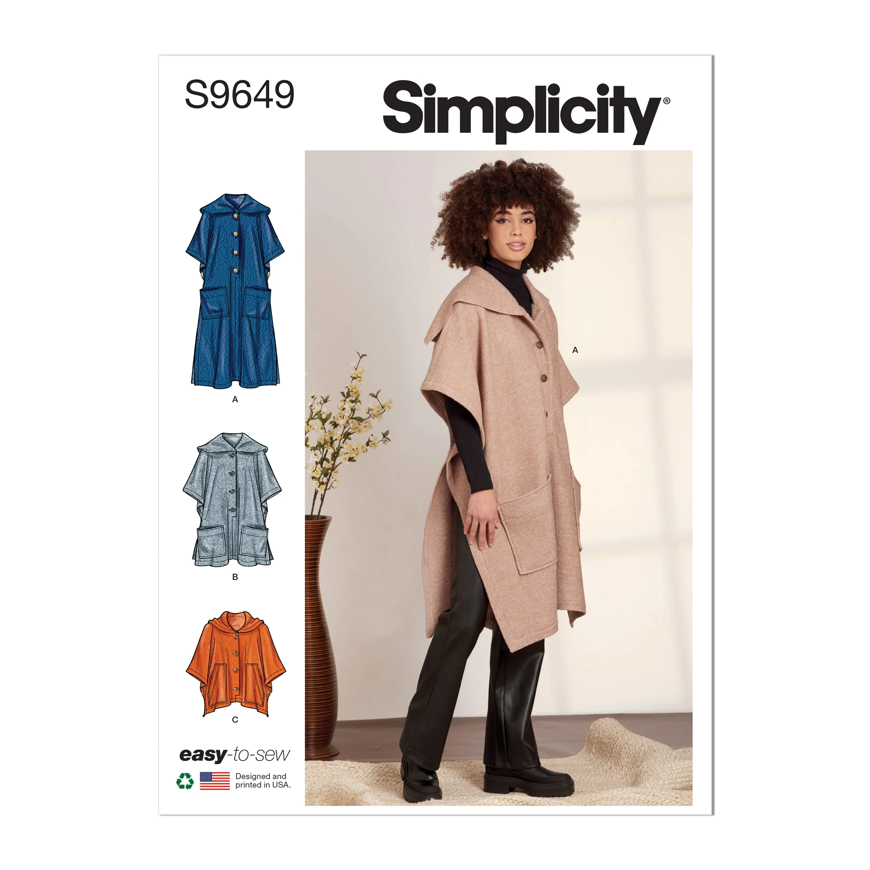 Simplicity sewing pattern 9649 Misses' Ponchos
