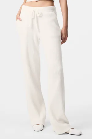 Snuggle Up Sweater High-Waist Wide Leg Pant - Ivory