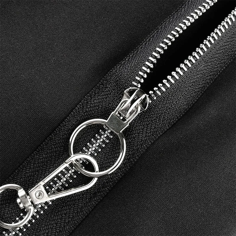 Summer Punk Gothic Tube Patchwork Zipper Chains Sexy Wrap Bralette Crop Top