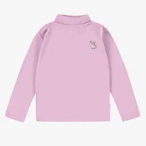 T-shirt mauve à manches longues avec col roulé en jersey, enfant || Purple long sleeves t-shirt with turtleneck in jersey, child