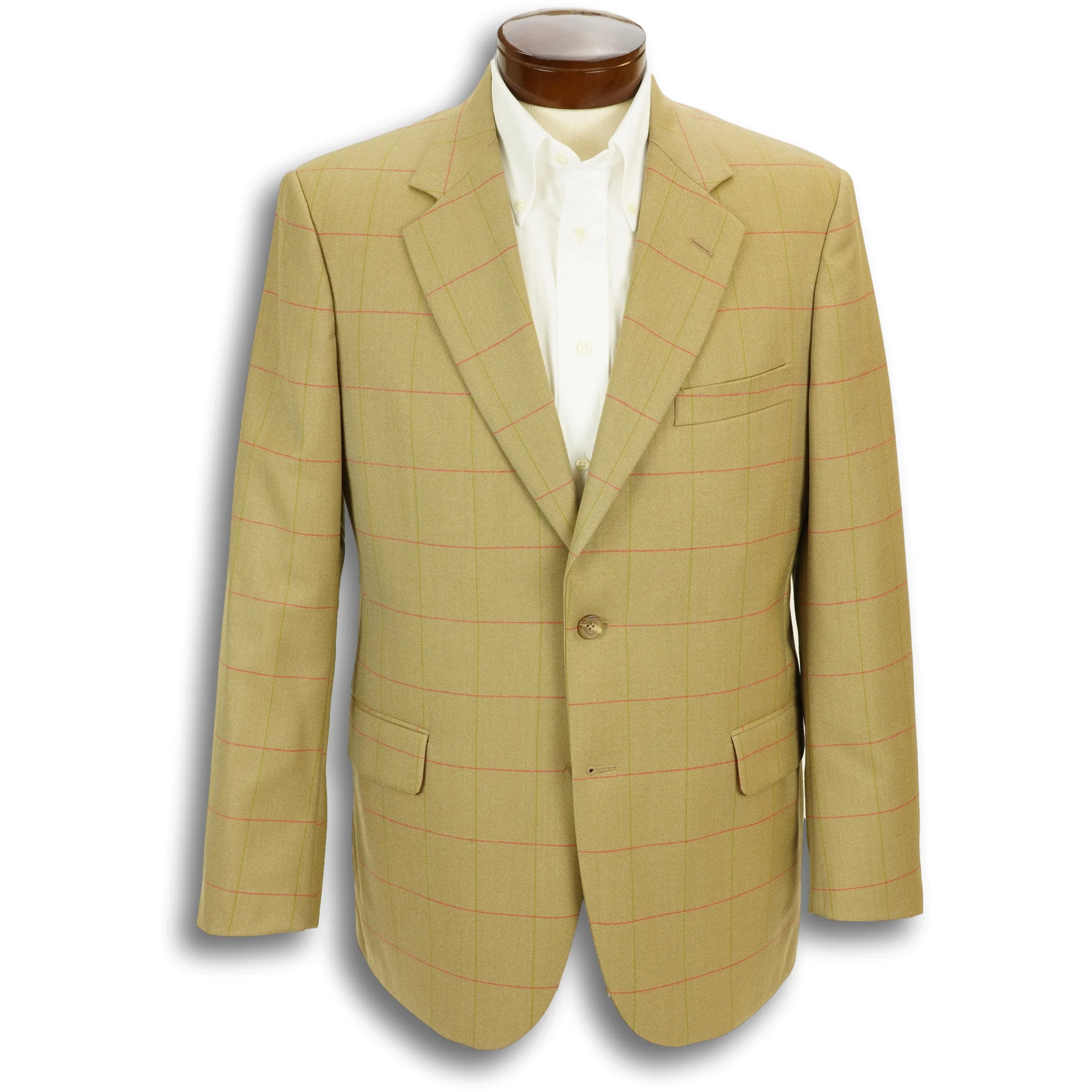 Tan Ground with an Olive and Red Windowpane Jacket