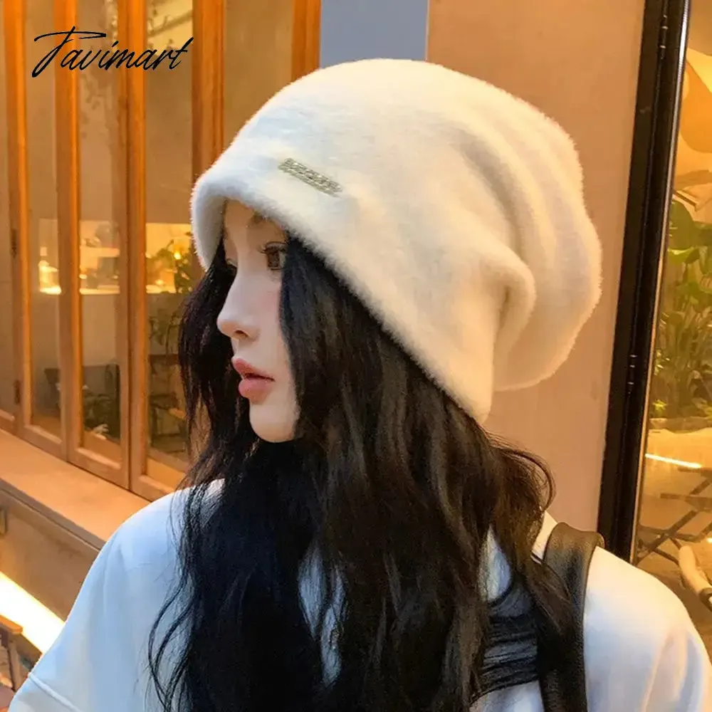 Tavimart Bucket Hat For Women Fashion Hat Soft Hat Fashion Solid Color Ear Protection Winter Hat Warm Plush Hat Thicken Outdoor Cap