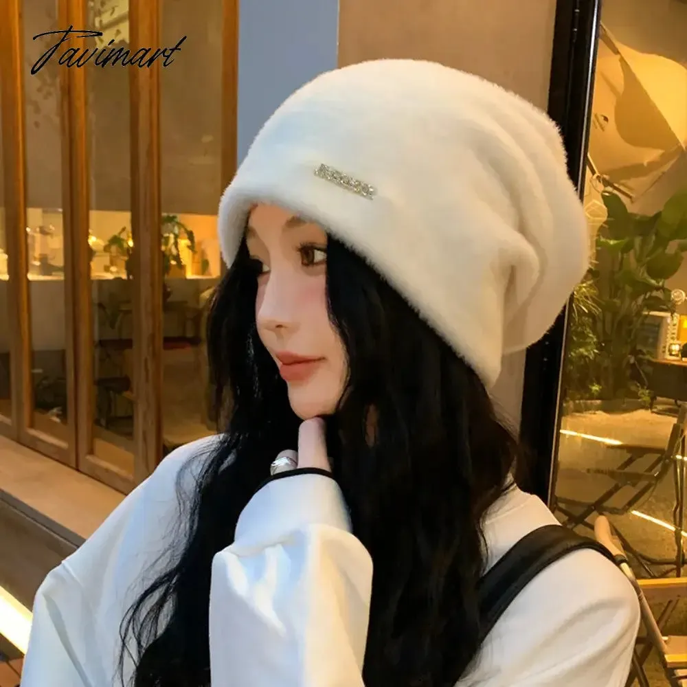Tavimart Bucket Hat For Women Fashion Hat Soft Hat Fashion Solid Color Ear Protection Winter Hat Warm Plush Hat Thicken Outdoor Cap