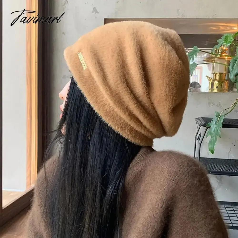 Tavimart Bucket Hat For Women Fashion Hat Soft Hat Fashion Solid Color Ear Protection Winter Hat Warm Plush Hat Thicken Outdoor Cap
