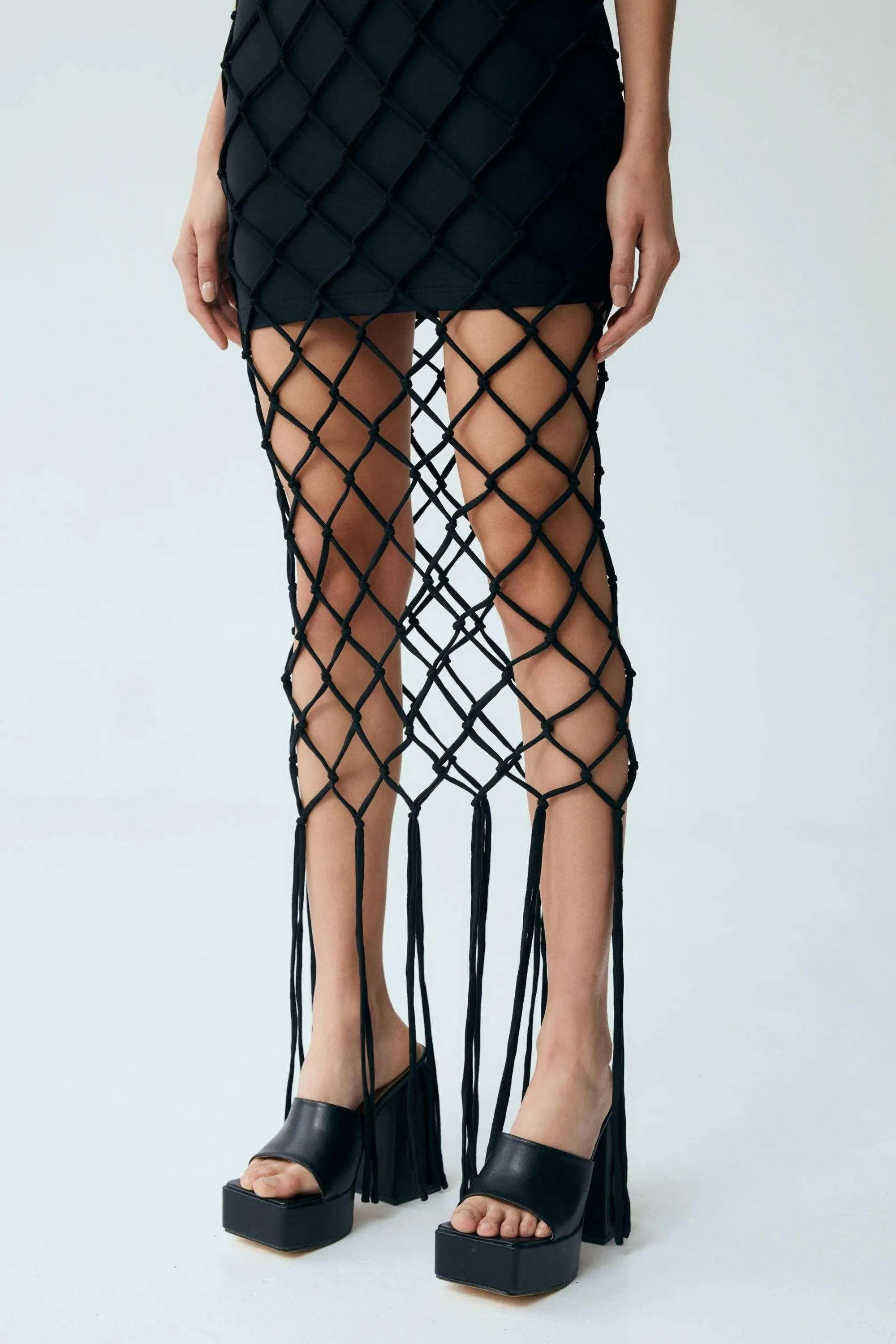 THIRD FORM THE NET TANK DRESS BLACK