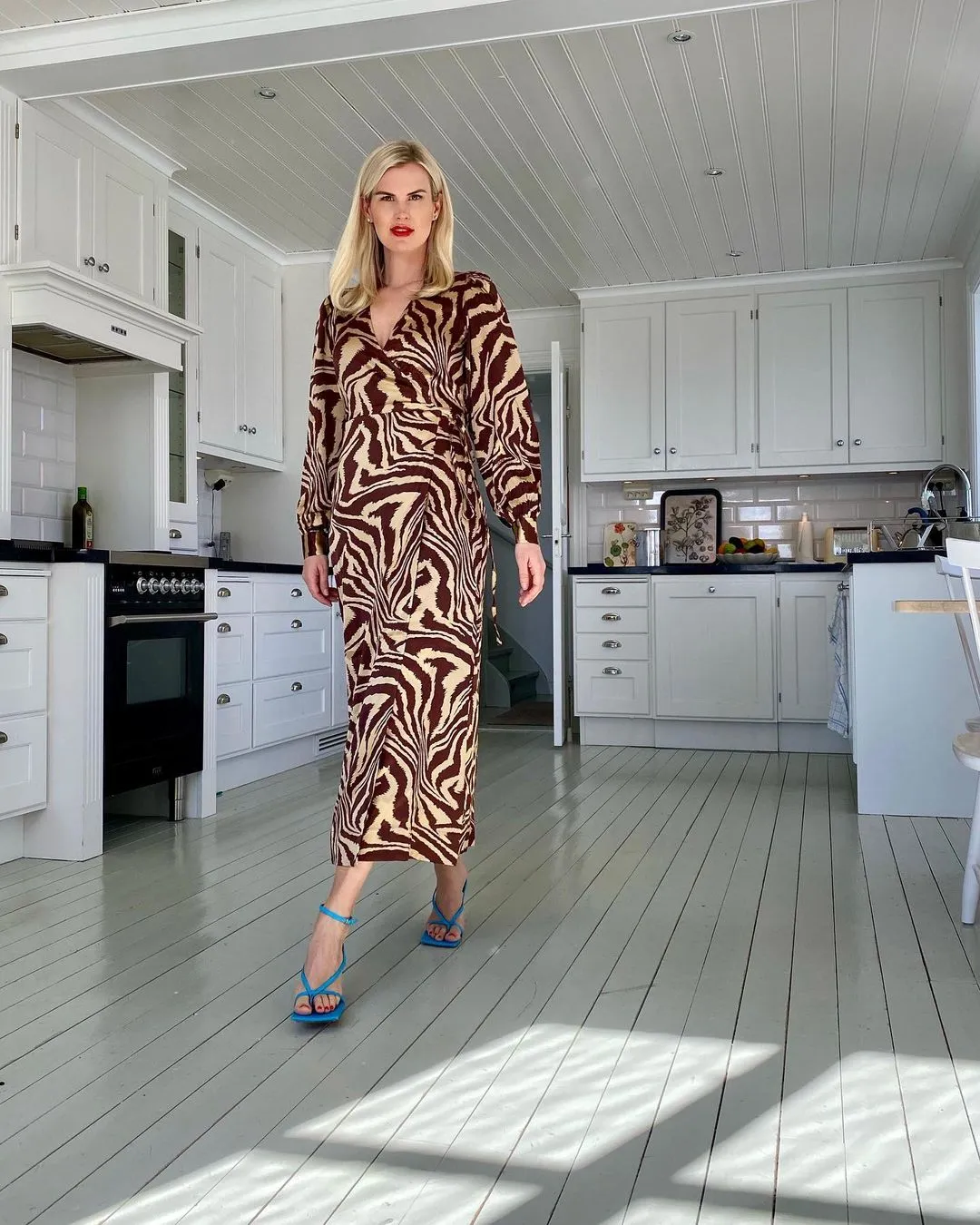 Tiger-print Crepe Stylish Wrap Midi Dress