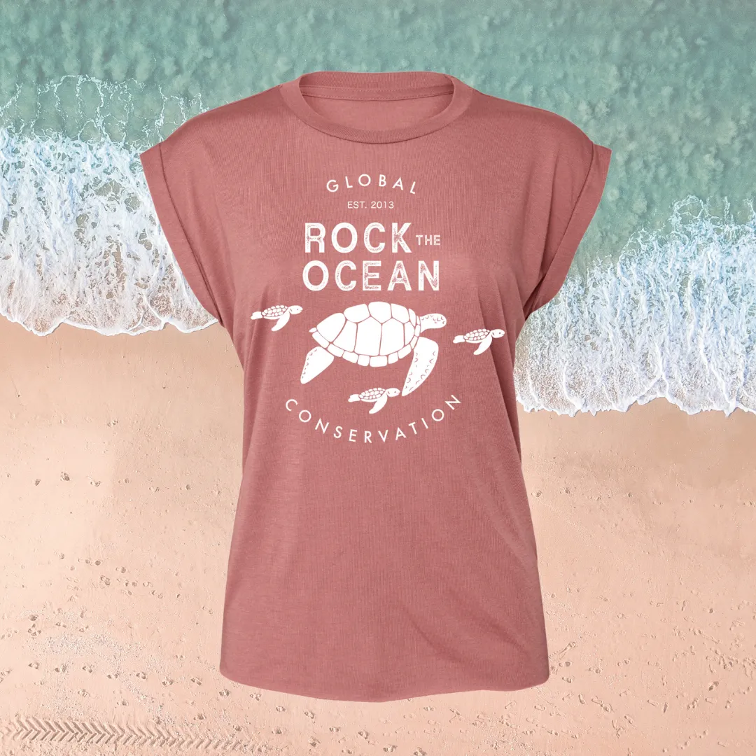TURTLE FAM LADIES FLOWY MUSCLE TEE