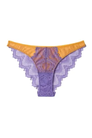 Understatement Underwear - Lace Mesh Bikini Briefs - Electric Lilac/Apricot