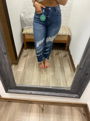 Urban Distressed Jeans-Dark Wash