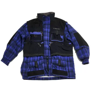 Vintage Head Exploration Multi Pockets Blue Plaid Jacket From Japan