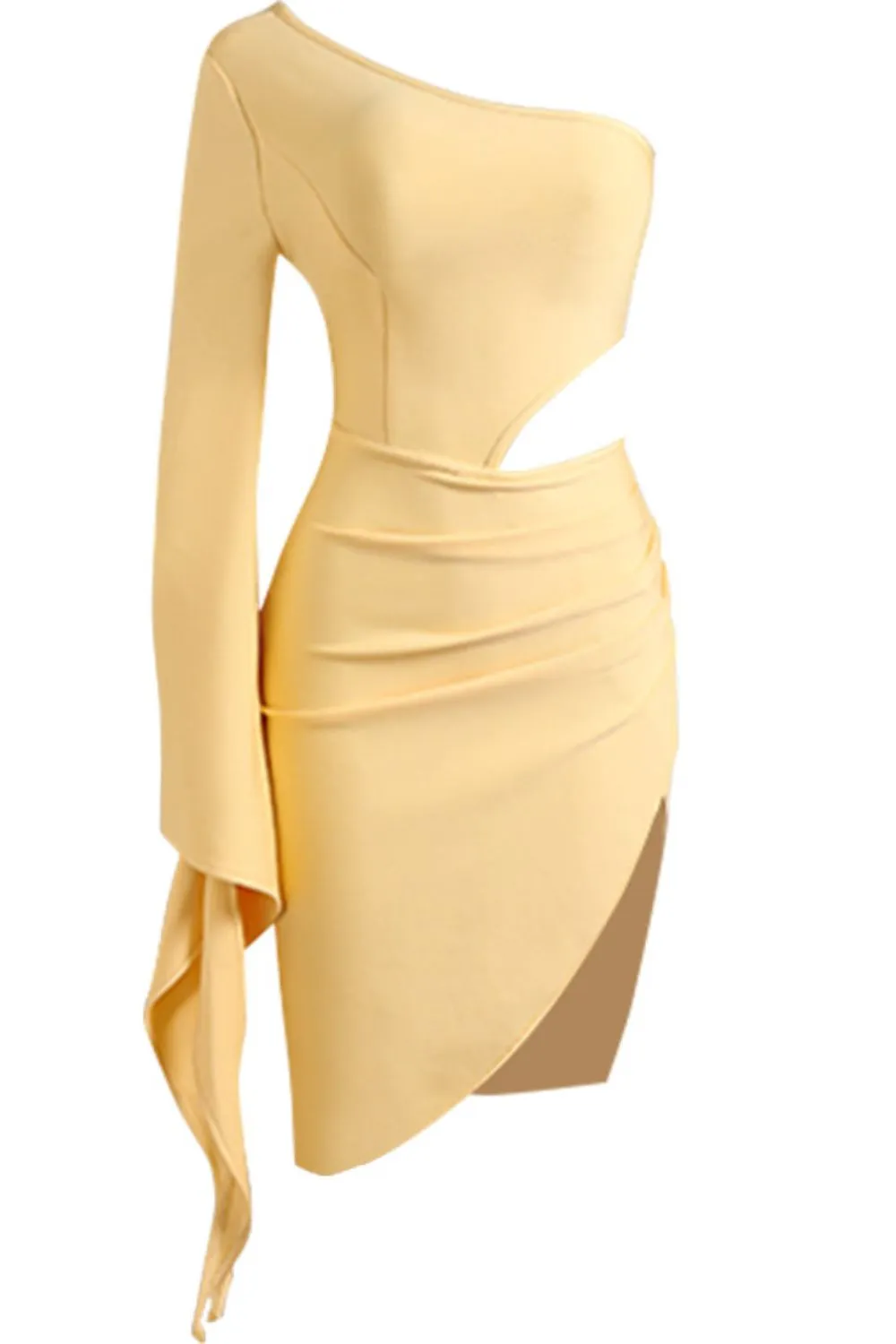 Wedding Guests / Cutout Split Flare Sleeve One-Shoulder Dress