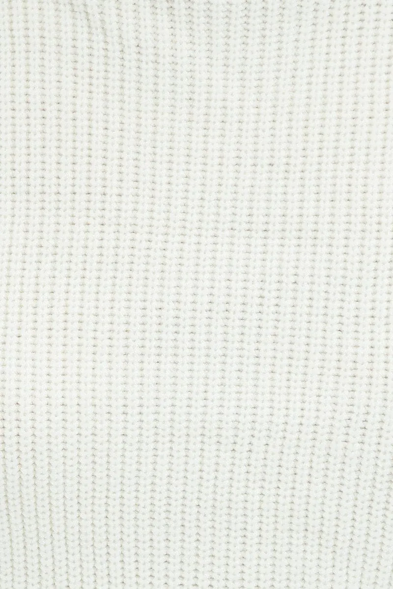 White Knit Jumper Turtle Neck Crop