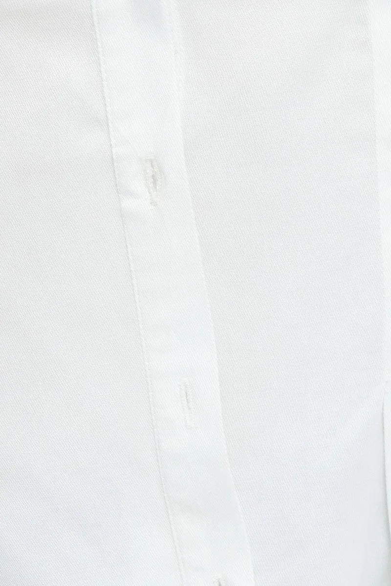 White Top Long Sleeve Sweetheart Neckline Button Up